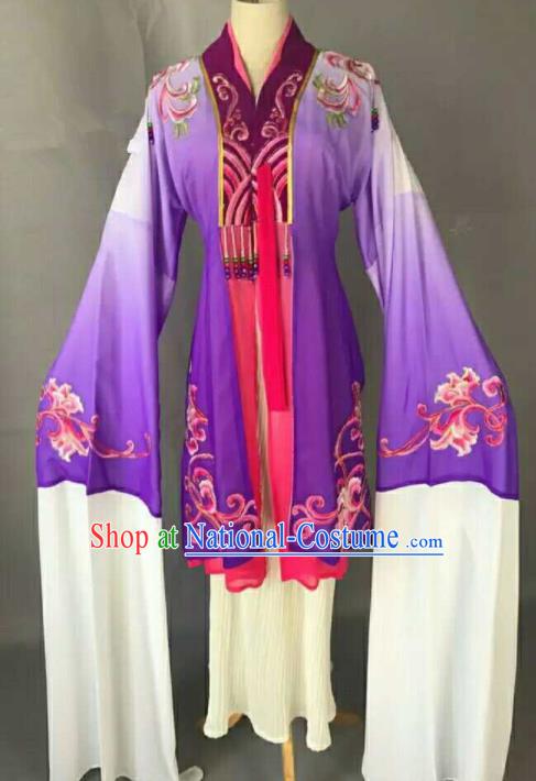 Traditional Chinese Peking Opera Actress Purple Dress Ancient Peri Princess Costume for Women