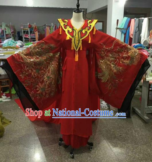 Traditional Chinese Peking Opera Imperial Consort Wedding Red Dress Ancient Court Lady Embroidered Costume for Women