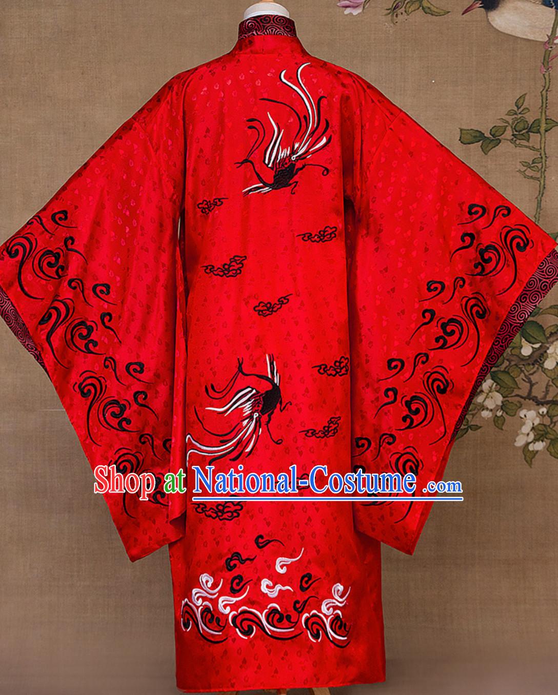 Ancient Chinese Emperor Embroidered Dragon Garment Complete Set