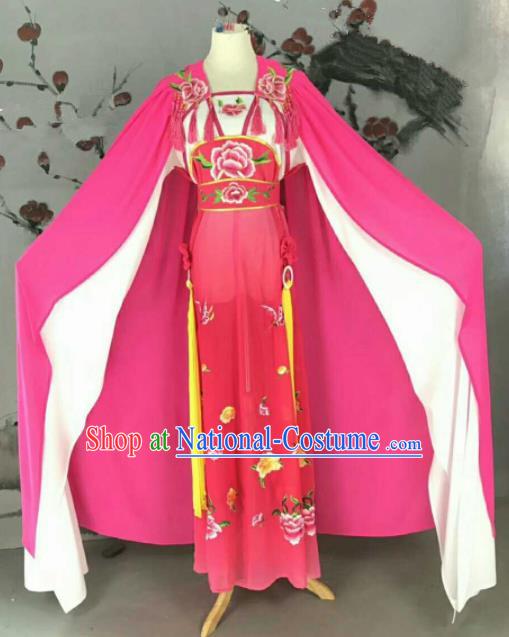 Chinese Traditional Peking Opera Artiste Costume Ancient Swordswoman Embroidered Rosy Dress for Women