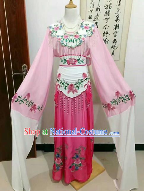 Chinese Traditional Peking Opera Artiste Costume Ancient Princess Embroidered Pink Dress for Women