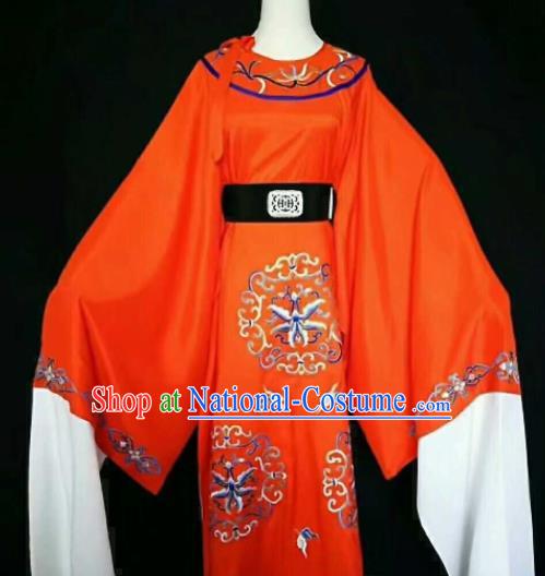 Chinese Traditional Peking Opera Niche Costume Ancient Prince Embroidered Red Robe for Men