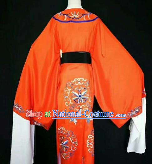 Chinese Traditional Peking Opera Niche Costume Ancient Prince Embroidered Red Robe for Men