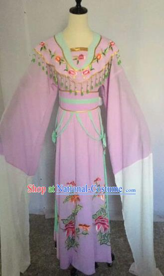 Chinese Traditional Peking Opera Artiste Costume Ancient Court Maid Embroidered Purple Dress for Women