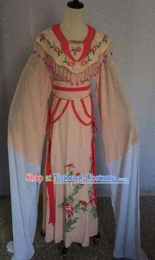 Chinese Traditional Peking Opera Artiste Costume Ancient Court Maid Embroidered Pink Dress for Women