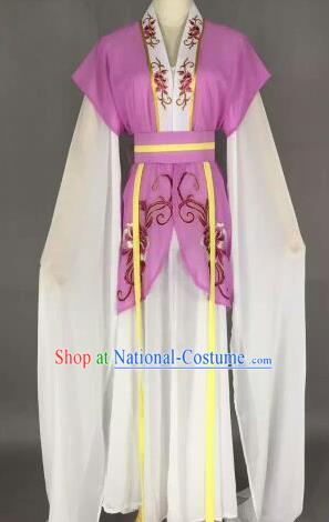 Chinese Ancient Maidservants Embroidered Purple Dress Traditional Peking Opera Court Maid Costume for Women