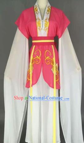 Chinese Ancient Maidservants Embroidered Rosy Dress Traditional Peking Opera Court Maid Costume for Women