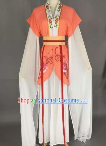 Chinese Ancient Maidservants Embroidered Orange Dress Traditional Peking Opera Court Maid Costume for Women