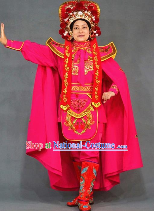 Chinese Traditional Sichuan Opera Face Changing Embroidered Rosy Costume Complete Set