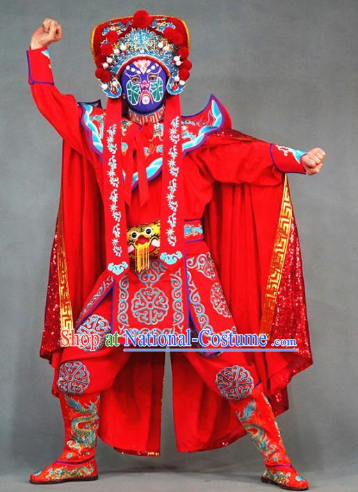 Chinese Traditional Sichuan Opera Face Changing Embroidered Costume and Hat Complete Set