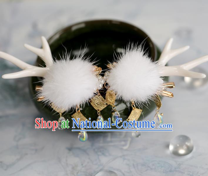 Chinese Traditional Hanfu Hair Accessories Ancient Princess Antlers Tassel Hairpins for Women