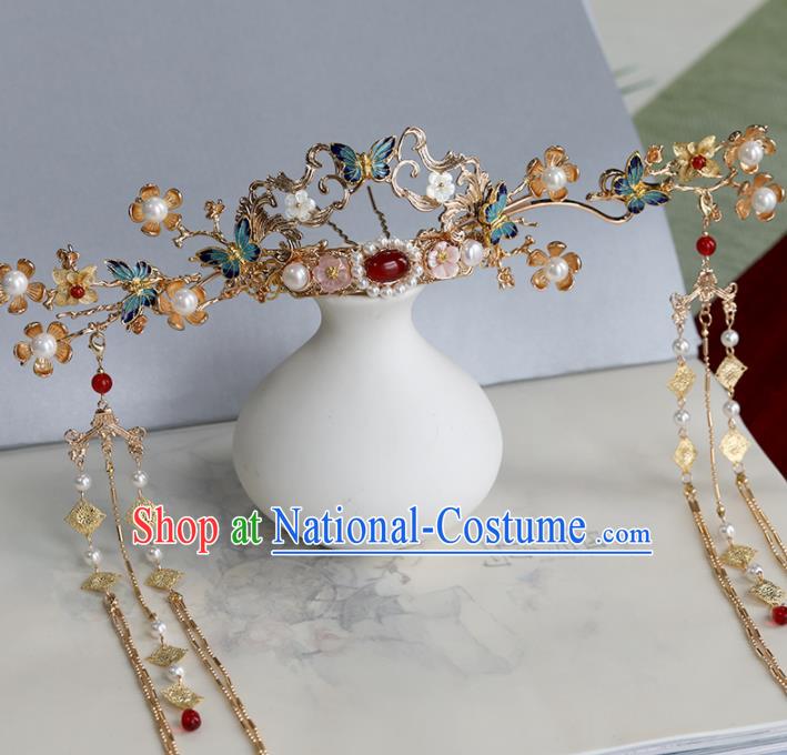 Chinese Traditional Hanfu Hair Accessories Ancient Princess Phoenix Coronet Tassel Hairpins for Women