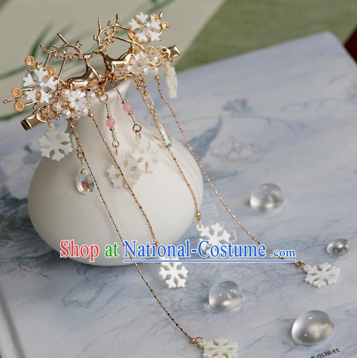 Chinese Traditional Hanfu Hair Accessories Ancient Princess Shell Tassel Hair Claws Deer Hairpins for Women