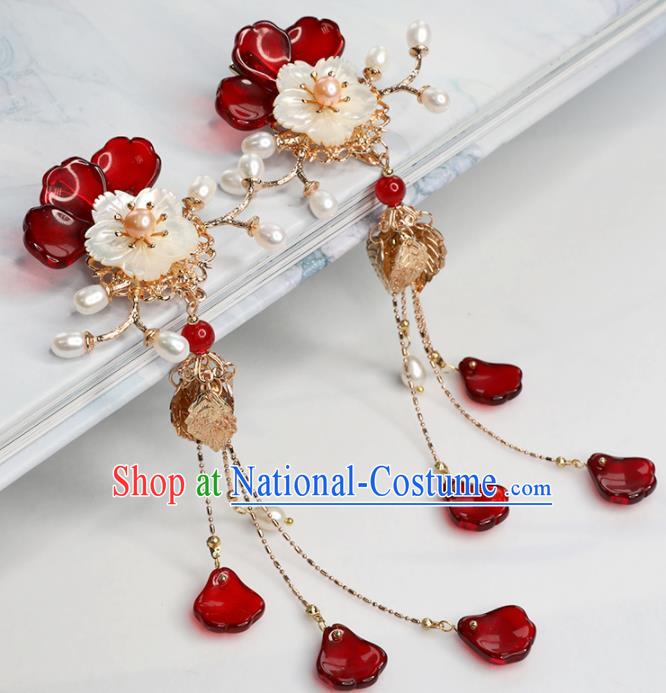 Chinese Traditional Hanfu Hair Accessories Ancient Princess Shell Flower Hair Claws Hairpins for Women