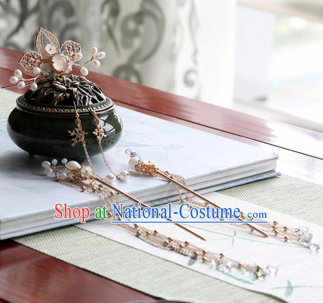 Chinese Traditional Hanfu Hair Accessories Ancient Princess Golden Hairpins Hair Crown for Women