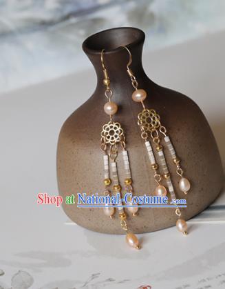 Chinese Traditional Hanfu Ear Accessories Ancient Princess Pearls Earrings for Women