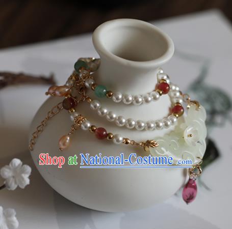 Chinese Traditional Hanfu Accessories Ancient Princess Jade Necklace for Women