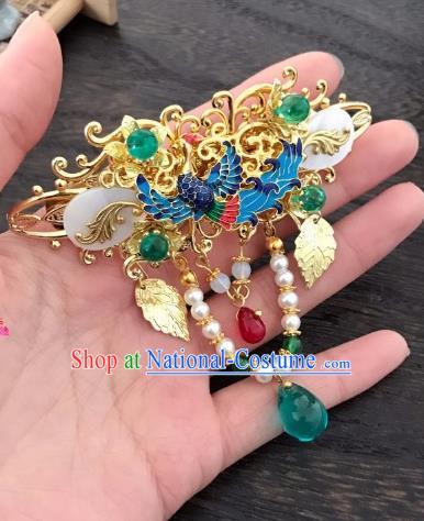 Chinese Ancient Princess Blueing Hair Claw Hairpins Traditional Hanfu Hair Accessories for Women