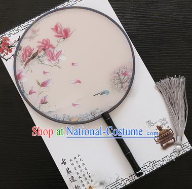 Chinese Traditional Palace Fans Ancient Princess Printing Magnolia Round Fans for Women