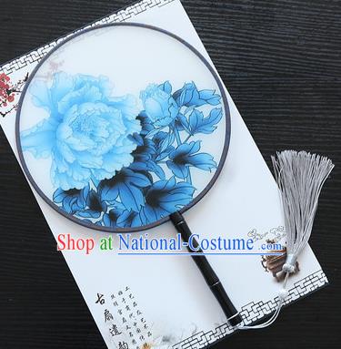 Chinese Traditional Palace Fans Ancient Princess Printing Peony Round Fans for Women