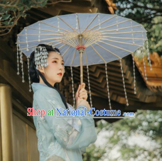 Chinese Ancient Drama Prop Beads Tassel Umbrella Traditional Handmade Umbrellas