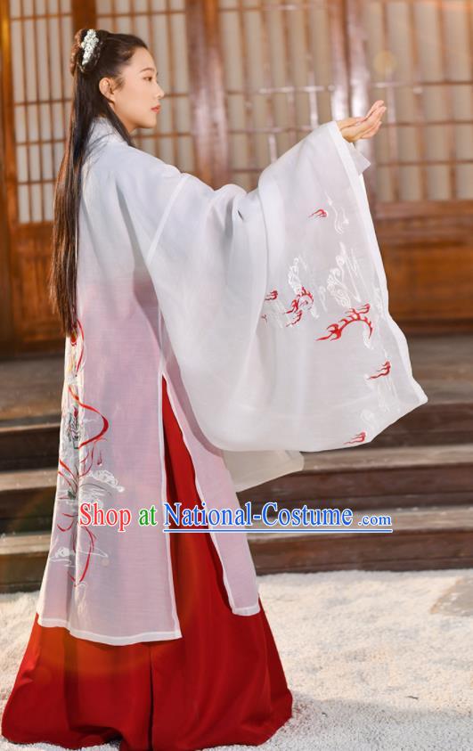 Traditional Chinese Jin Dynasty Female Knight Historical Costume Ancient Swordswomen Hanfu Dress for Women