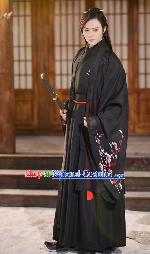 Traditional Chinese Jin Dynasty Knight Historical Costume Ancient Swordsmen Hanfu Clothing for Men