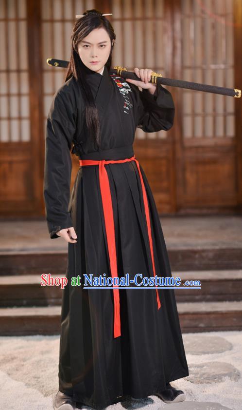 Traditional Chinese Jin Dynasty Knight Historical Costume Ancient Swordsmen Hanfu Clothing for Men