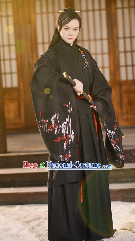 Traditional Chinese Jin Dynasty Knight Historical Costume Ancient Swordsmen Hanfu Clothing for Men