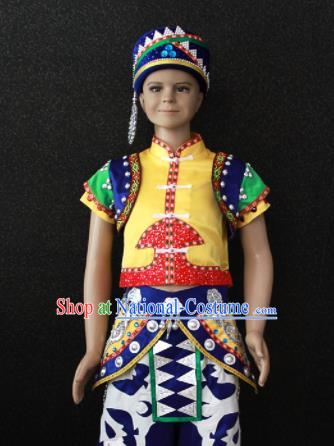 Chinese Traditional Hani Nationality Embroidered Clothing Ethnic Folk Dance Costume for Kids