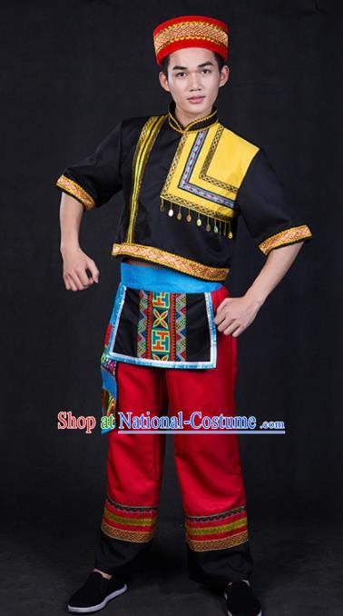 Chinese Traditional Yao Nationality Clothing Ethnic Bridegroom Folk Dance Costume for Men