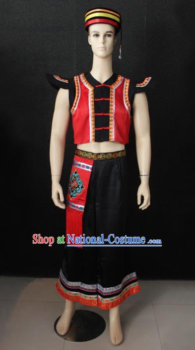 Chinese Traditional Ethnic Folk Dance Costume Zhuang Nationality Festival Clothing for Men