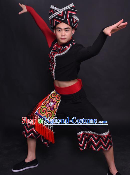 Chinese Traditional Ethnic Costume Maonan Nationality Festival Folk Dance Clothing for Men