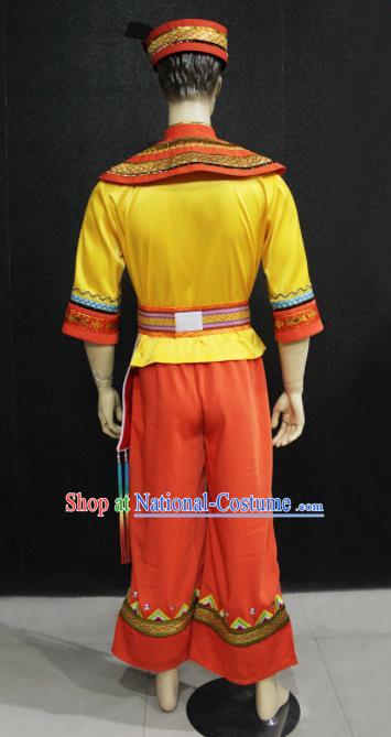 Chinese Traditional Ethnic Bridegroom Folk Dance Costume Zhuang Nationality Festival Clothing for Men