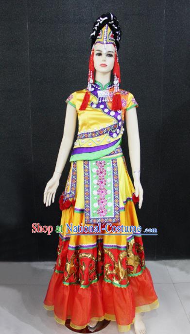 Chinese Traditional Yao Nationality Wedding Dress Ethnic Folk Dance Costume for Women