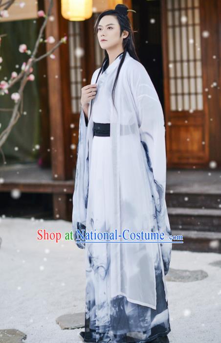 Traditional Chinese Ancient Nobility Childe Hanfu Clothing Jin Dynasty Swordsmen Historical Costume for Men