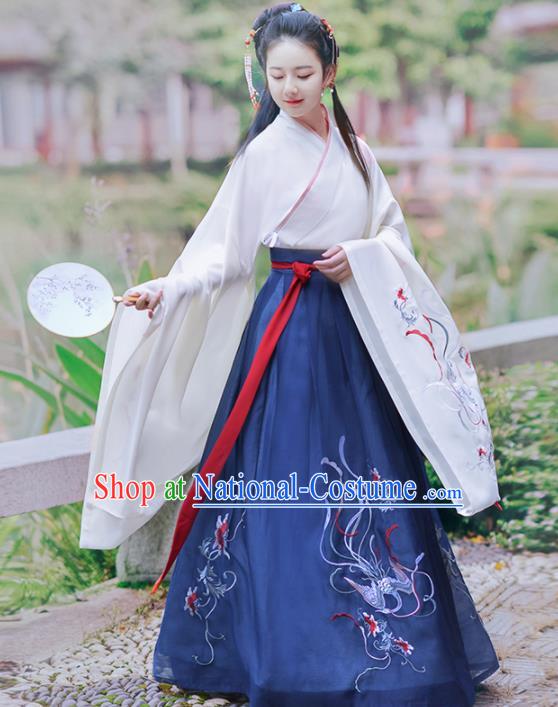 Chinese Ancient Palace Princess Hanfu Dress Traditional Jin Dynasty Court Infanta Historical Costume for Women