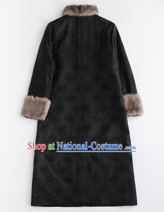 Chinese Traditional Tang Suit Black Dust Coat National Costume Upper Outer Garment for Women