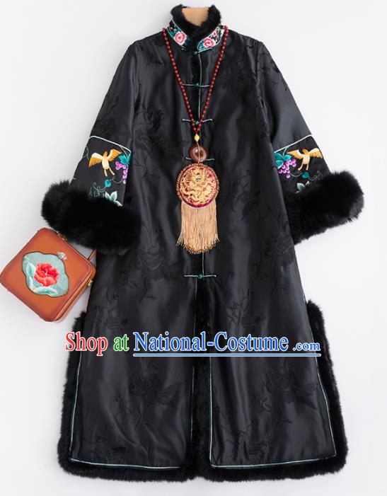 Chinese Traditional Tang Suit Black Dust Coat National Costume Upper Outer Garment for Women