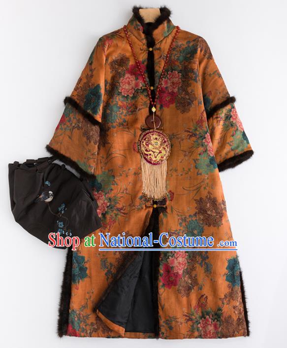 Chinese Traditional Tang Suit Cotton Padded Coat National Costume Upper Outer Garment for Women