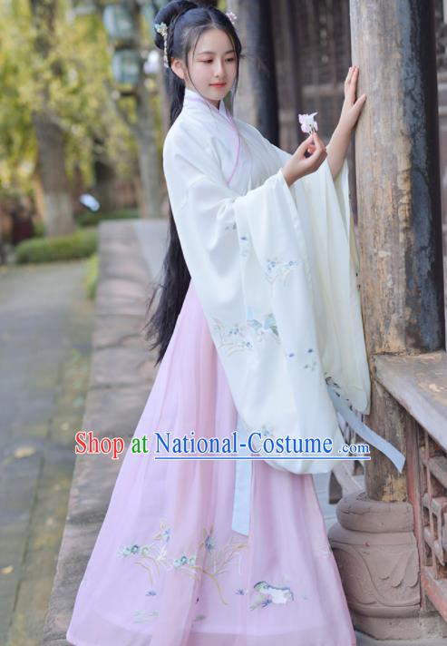 Chinese Ancient Apsara Princess Traditional Hanfu Dress Jin Dynasty Palace Historical Costume for Women