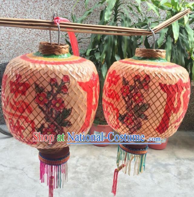 Chinese Traditional Lantern Handmade Bamboo Weaving Dragon Pattern Palace Lanterns