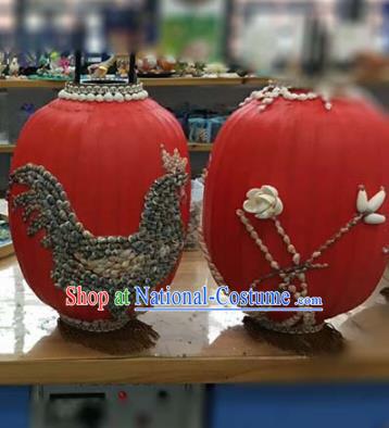 Chinese Traditional New Year Hanging Lantern Handmade Shell Red Palace Lanterns