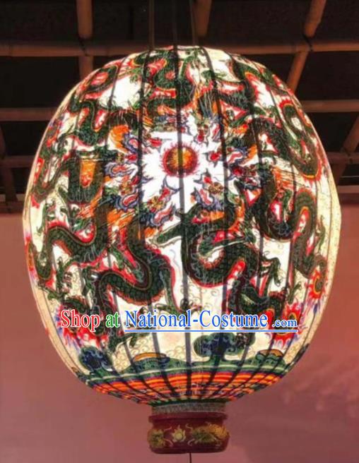 Chinese Traditional New Year Hanging Lantern Handmade Painting Nine Dragons Palace Lanterns