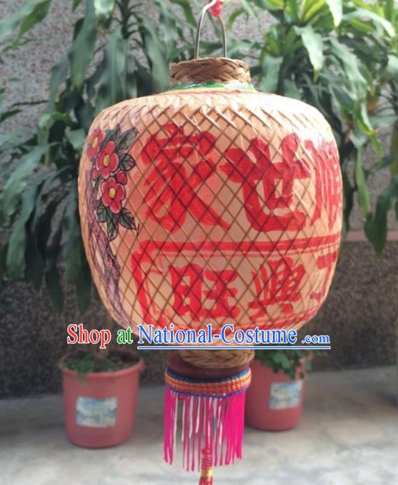 Chinese Traditional Bamboo Weaving Craft Lantern Handmade Dragon Pattern Palace Lanterns