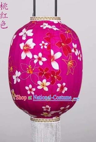 Chinese Traditional Printing Tung Flower Rosy Hanging Lantern Handmade Craft New Year Palace Lanterns