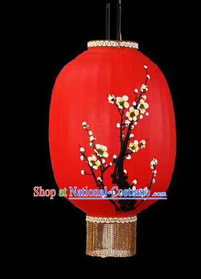 Chinese Traditional Ink Painting Plum Blossom Lantern Handmade New Year Red Palace Lanterns