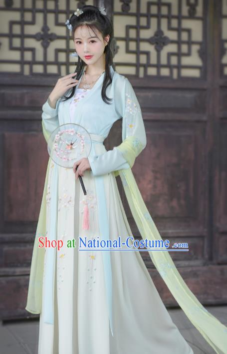 Chinese Ancient Palace Princess Embroidered Traditional Dress Tang Dynasty Historical Costume for Women