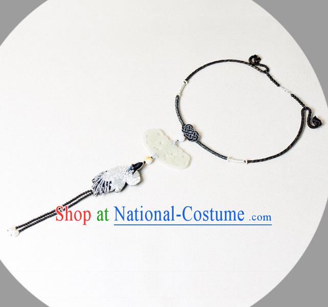 Chinese Traditional Jewelry Accessories Classical Jade Carving Tassel Necklace for Women