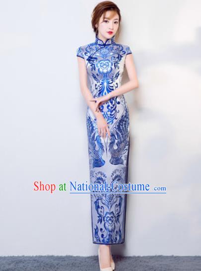 Chinese Traditional National Costume Classical Wedding Cheongsam Full Dress for Women